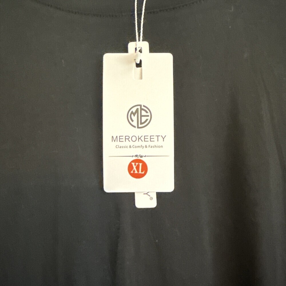 New Merokeety Maxi Length Tshirt Dress Relaxed Fit Black Cotton Size XL - Picture 5 of 7